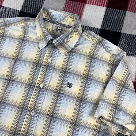Cinch Shirt Mens XS Plaid Button Up Short Sleeve Western Cowboy Preppy Rodeo - Picture 2 of 8